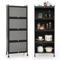 Étagère de cuisine Costway à 5 niveaux avec placard de rangement, support mobile pour micro-ondes et portes relevables, blanc/noir/gris/vert