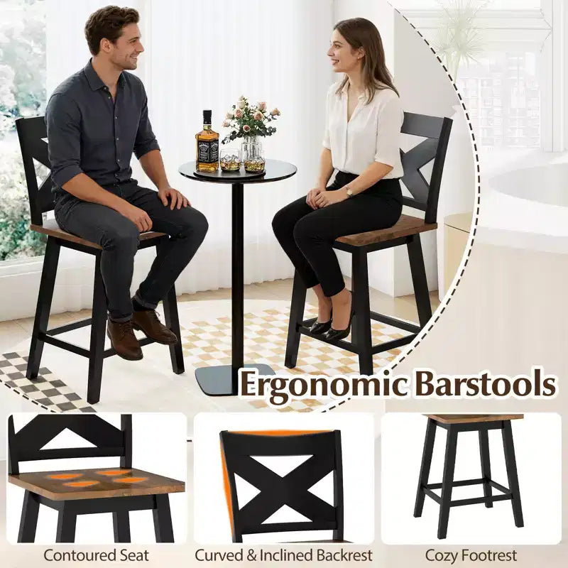 Ensemble de 4 tabourets de bar pivotants Costway 24, avec dossier, grande assise et repose-pieds, pour îlot de cuisine