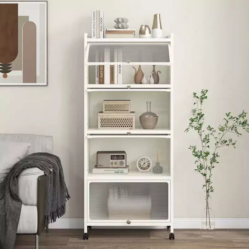 Étagère de cuisine Costway à 5 niveaux avec placard de rangement, support mobile pour micro-ondes et portes relevables, blanc/noir/gris/vert