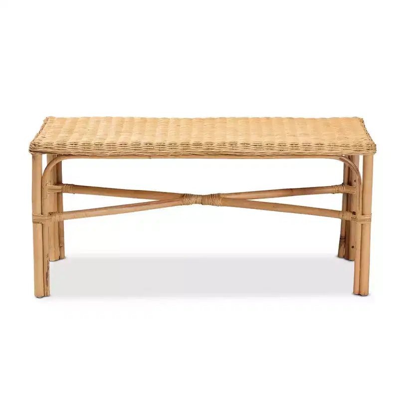 Banc d’appoint en rotin Cacaban naturel/marron - bali & pari : fabriqué à la main, mobilier d’intérieur, assise pour entrée