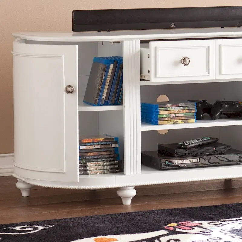 SEI Furniture Wells TV-Medienkonsole im modernen Landhausstil, weiß, für Fernseher bis zu 46 Zoll