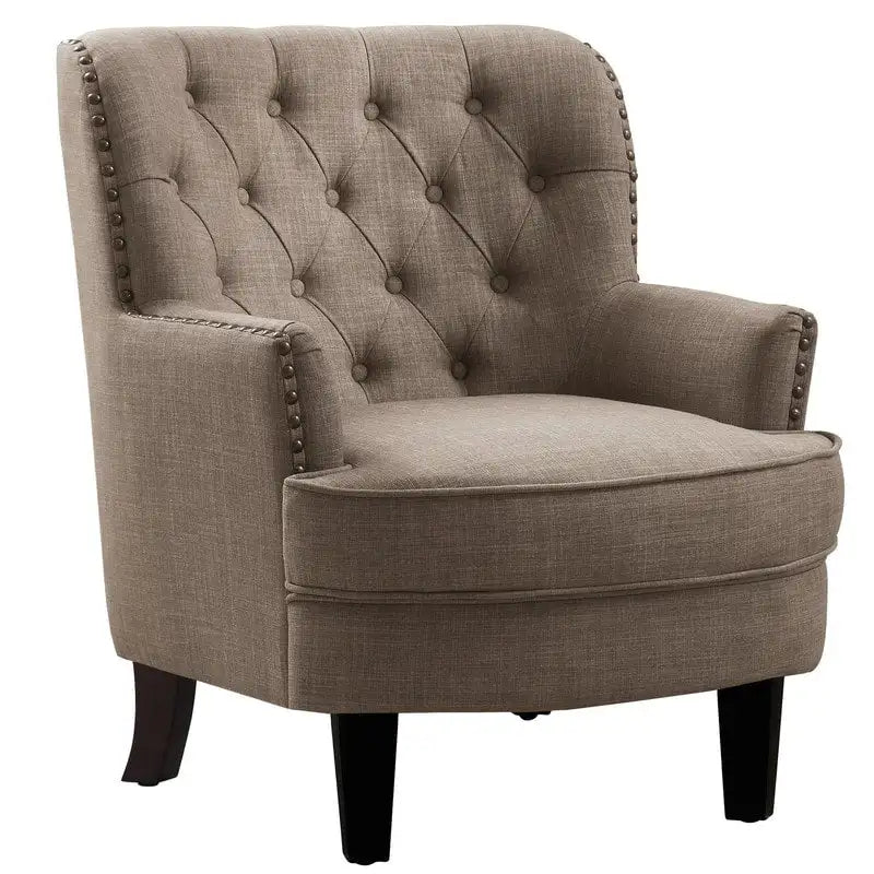 Poltrona decorativa Moser Bay Mignon in velluto/lino, larga 30, con schienale alto e bottoni