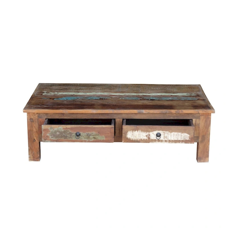 Handgemaakte salontafel van oud gerecycled hout (India)