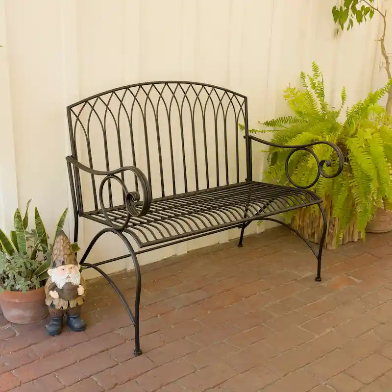 Alpine Corporation klassische Gartenbank aus Metall für 2 Personen, 44L, für Innen- und Außenbereiche