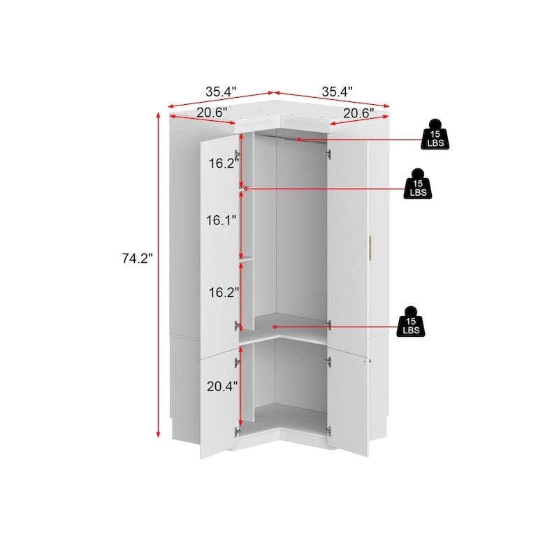 Kleiderschrank mit Kleiderstange und 4 Schubladen, viel Stauraum