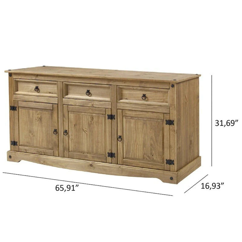 Credenza buffet in legno da 65, stile rustico - collezione Corona