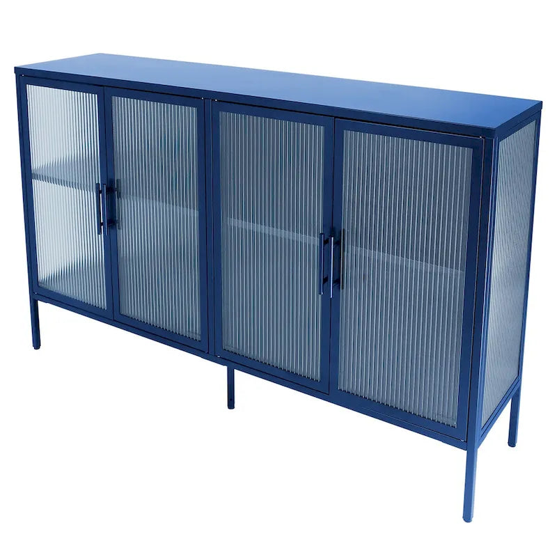 Metallschrank mit gehärteter Glasscheibe und verstellbarem Einlegeboden
