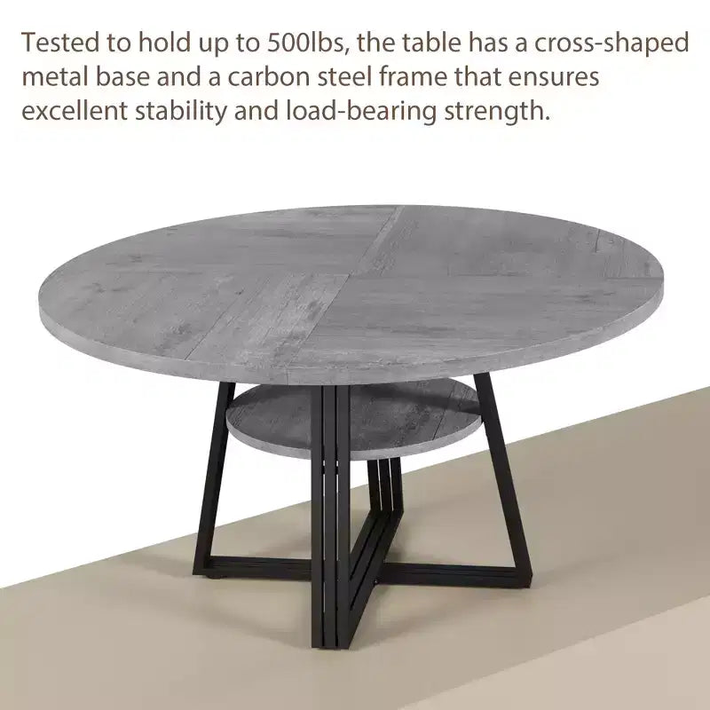 Ronde eettafel van 47 voor 4 personen, ronde eettafel met middenpoot voor keuken en eetkamer, ruimtebesparend houten keuken- en eetkamermeubel