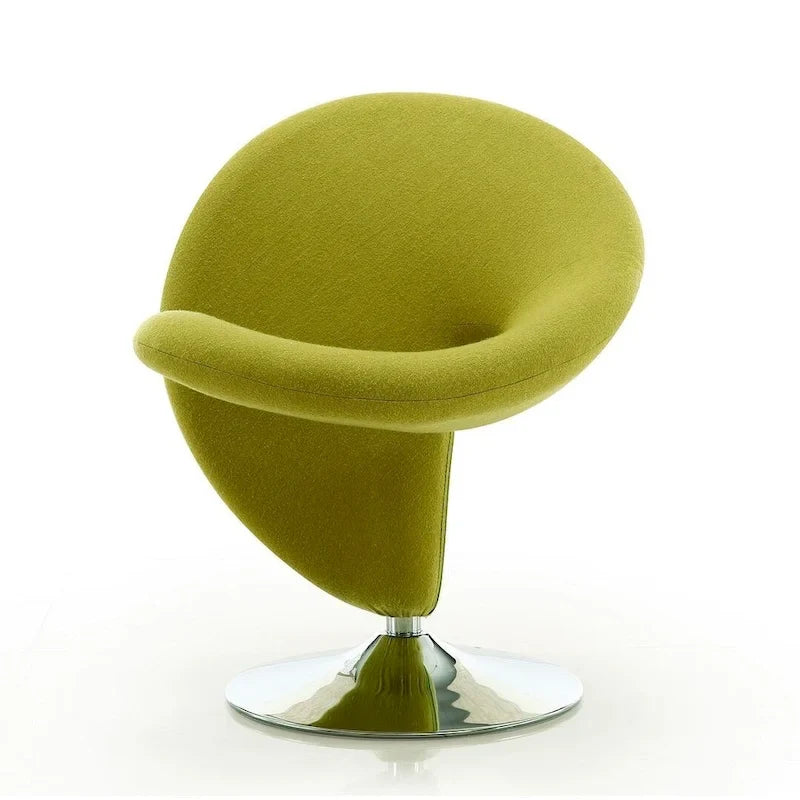 Poltrona girevole decorativa Curl Manhattan Comfort in misto lana e cromo (set da 2)