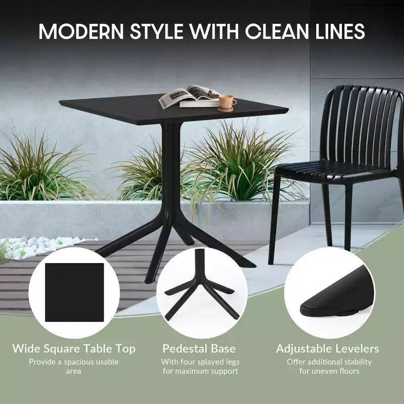 WestinTrends Playa modernes 5-teiliges Garten-Essgruppenset aus Kunstharz mit stapelbaren Garten-Esszimmerstühlen