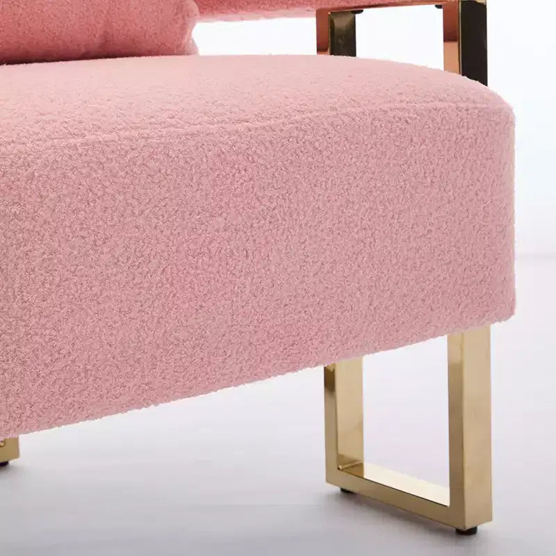 Set van 2 moderne gestoffeerde fauteuils met gouden metalen poten voor woonkamer, slaapkamer of kantoor