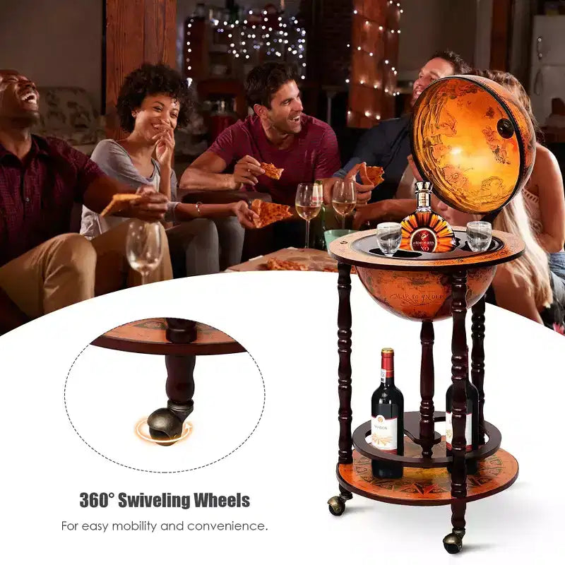 Costway 17.5 Weinbarständer aus Holz in Globusform, italienisches Flaschenregal im Stil des 16. Jahrhunderts