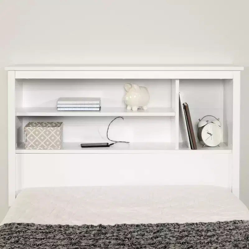 Testiera libreria per letto singolo Vito Kids bianco puro - South Shore: testiera moderna con ripiani, in truciolato