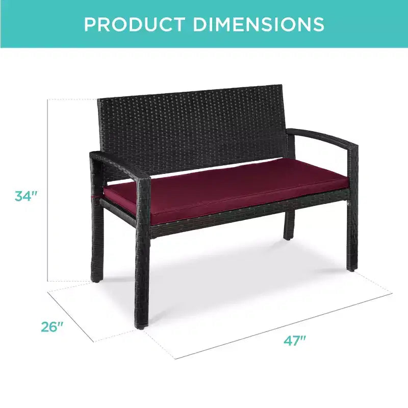 Best Choice Products Outdoor-Gartenbank aus Korbgeflecht für 2 Personen, Garten- und Terrassenmöbel mit einer Tragkraft von 700lb, Kissen