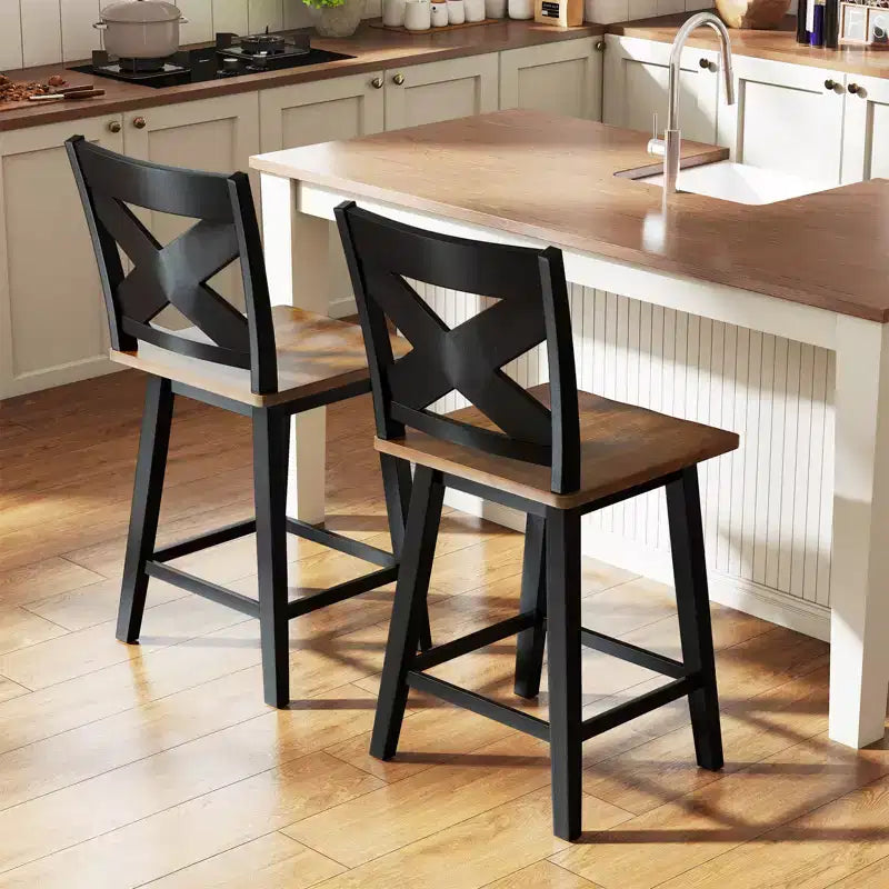 Ensemble de 4 tabourets de bar pivotants Costway 24, avec dossier, grande assise et repose-pieds, pour îlot de cuisine