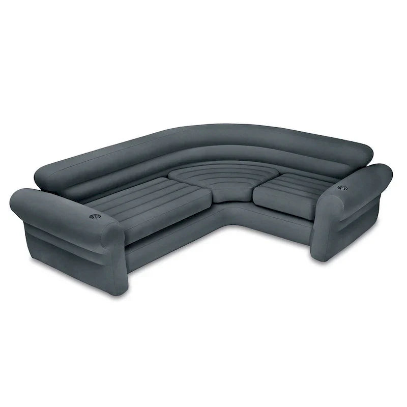 Intex aufblasbares Loungesofa in L-Form mit Getränkehaltern, grau (2er-Pack) - 26