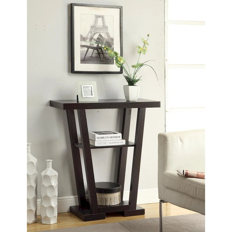 Newport V-consoletafel met planken van Convenience Concepts