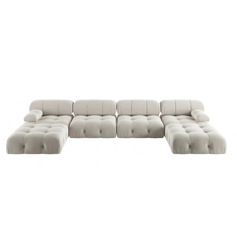 Canapé modulaire convertible de 138, canapé minimaliste en velours en U