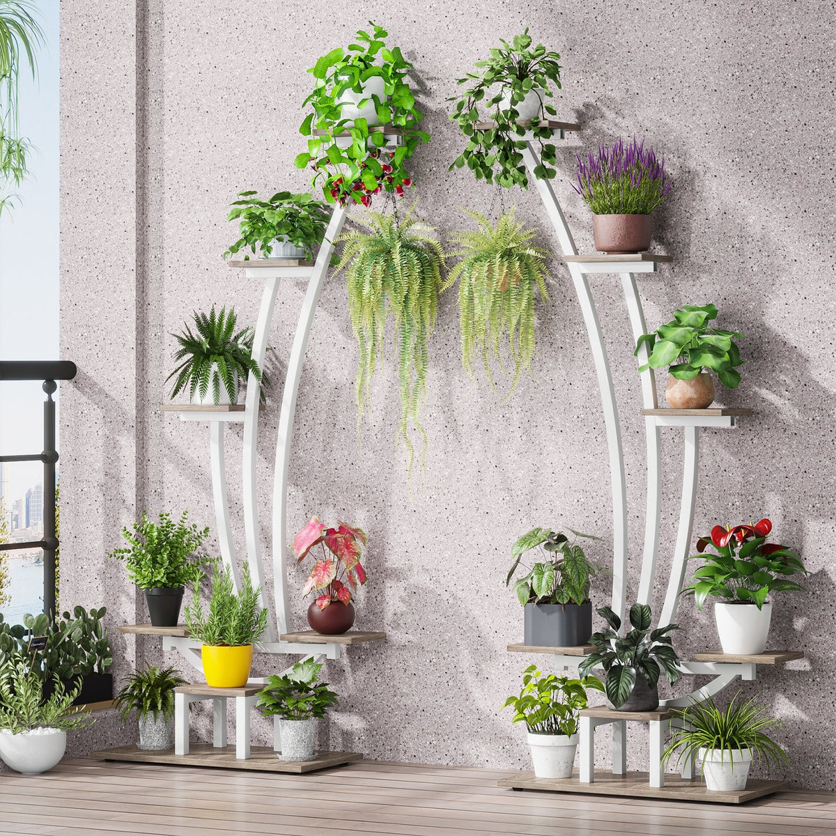 Pflanzenständer für Innenräume, sechsstufiges Blumenregal für Haus und Garten - 2er-Set