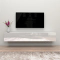 Meuble TV mural flottant Berno moderne et brillant de 71 pouces