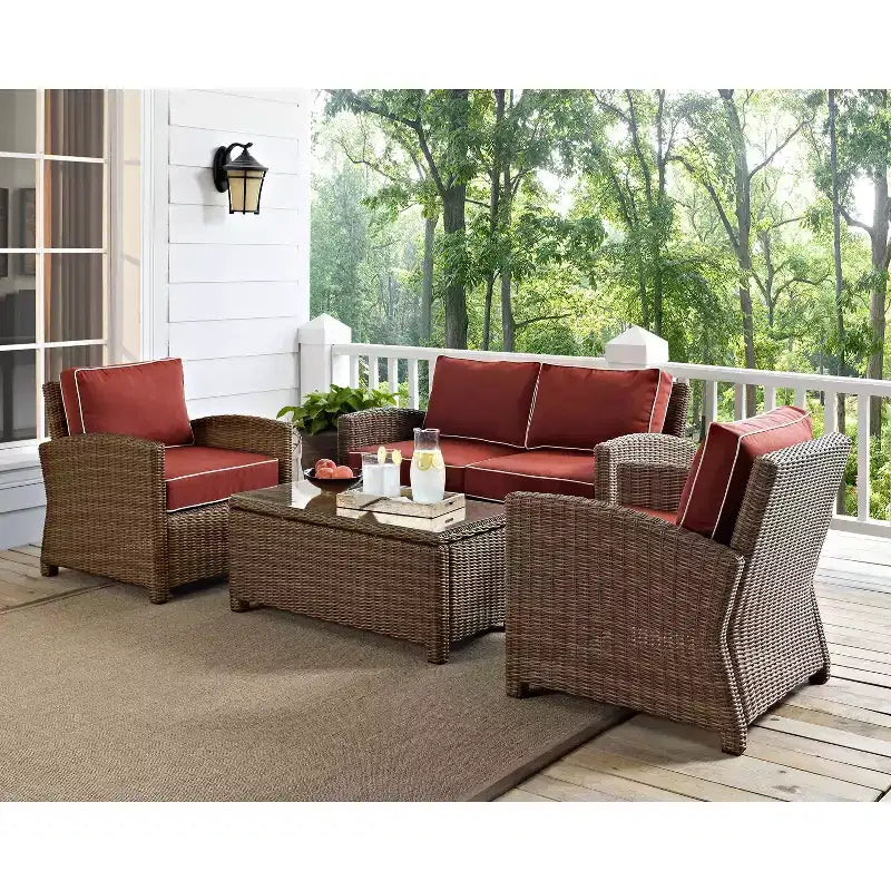 4-teiliges Outdoor-Lounge-Set aus Rattan - Crosley