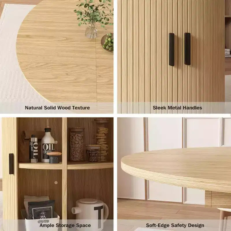 Tavolo da cucina e sala da pranzo rotondo allungabile Dyonery 63, con ripiano contenitore a 2 livelli e base a piedistallo, mobile da pranzo in legno ovale e circolare, noce