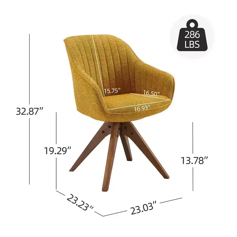 Art Leon comfortabele draaibare fauteuil van stof met poten van massief eikenhout