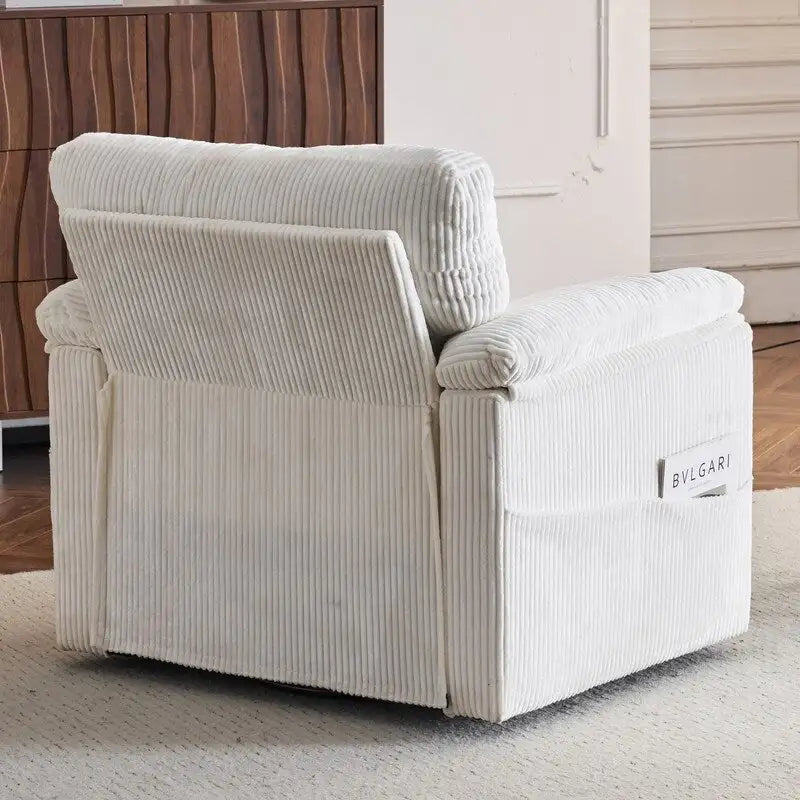 Fauteuil pivotant une place en velours côtelé de 33 pouces