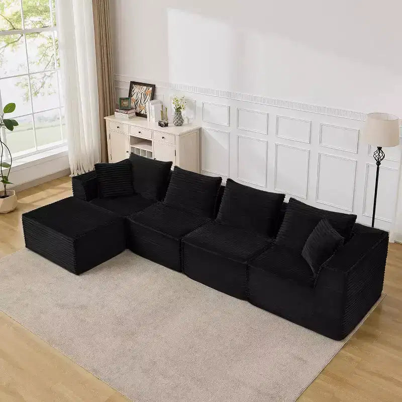 Canapé modulaire nuage de 107/ 137, canapé profond sans structure, canapé convertible confortable pour le sol avec poufs et mousse à mémoire de forme
