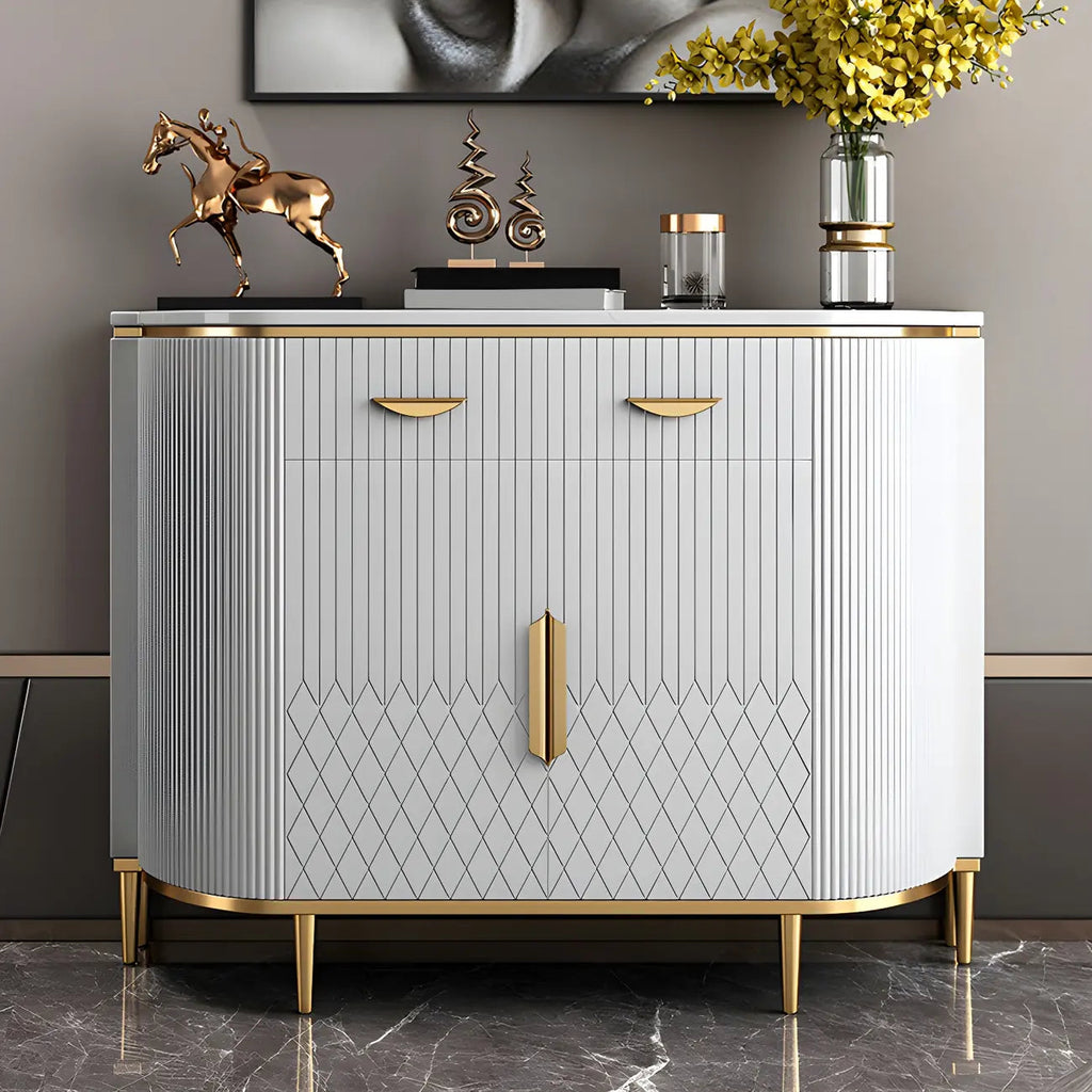 Glamour-dressoir met marmerlook en opbergruimte, grijs