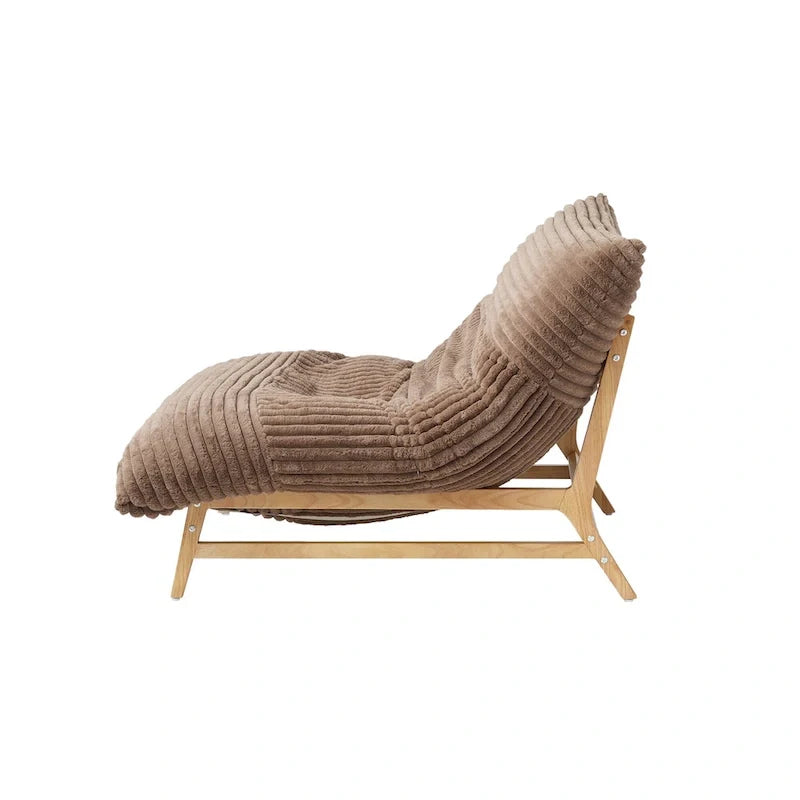 Fauteuil poire d’appoint grand format en peluche, avec structure en bois massif, confortable et garni de duvet