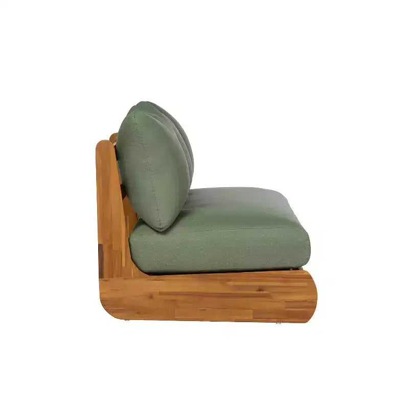 Christopher Knight Home Tavriel moderne Sitzgruppe im Mid-Century-Stil für die Terrasse aus Akazienholz mit 5 Sitzplätzen und dicken Kissen, Tisch nicht enthalten