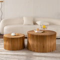 Cilindervormige nestbare salontafel met verticaal reliëfpatroon (set van 2)