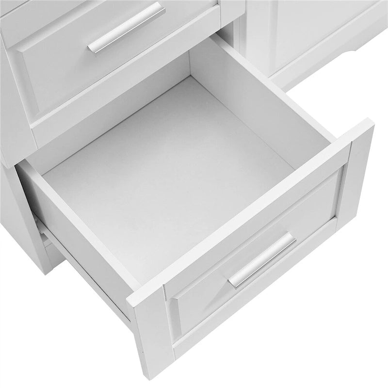 Armoire de rangement haute et large avec portes pour salle de bains, trois tiroirs