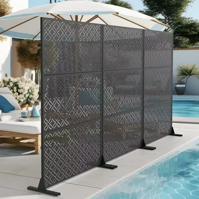 MAYEERTY privacyscherm van gegalvaniseerd staal voor binnen en buiten, vrijstaand decoratief scherm voor balkon en tuin, 1 stuk