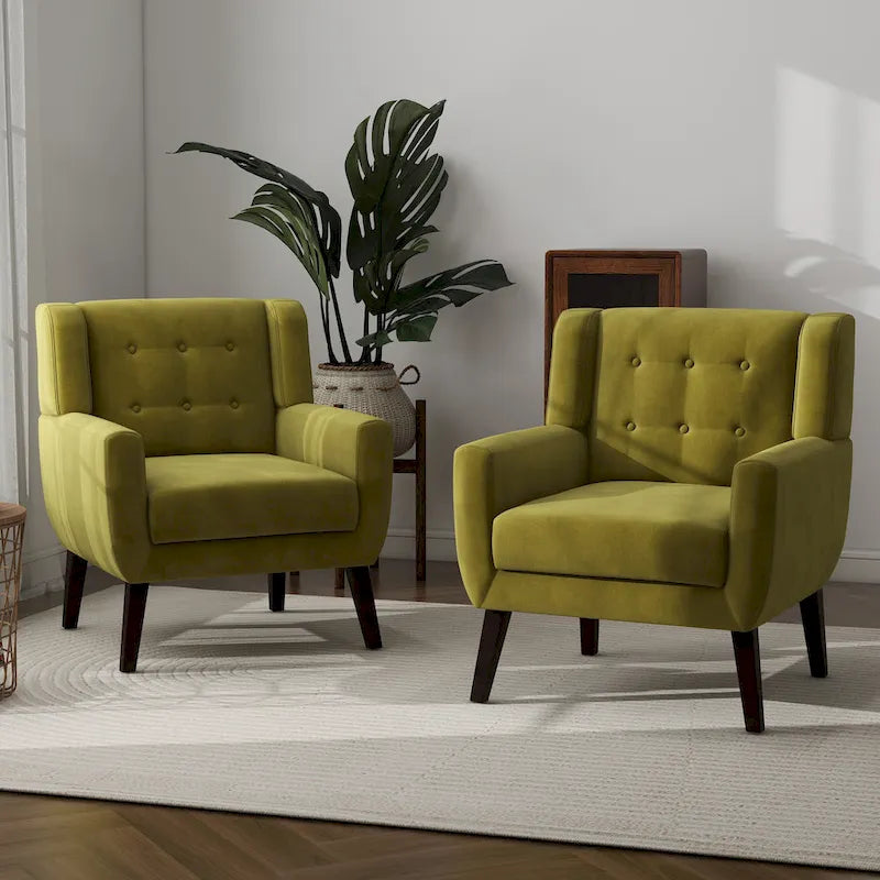 Set van 2 fluwelen fauteuils met armleuningen voor de woonkamer