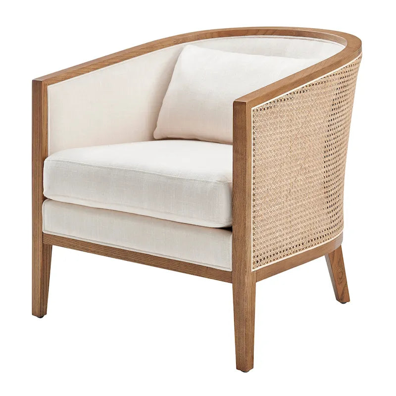 Tillman linnen fauteuil met rotan