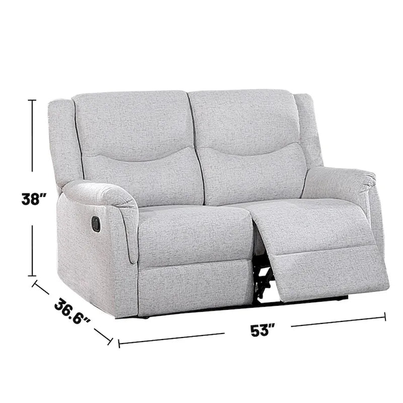 Burlap-Like-Fabric Upholstered Manual Motion Reclining Loveseat