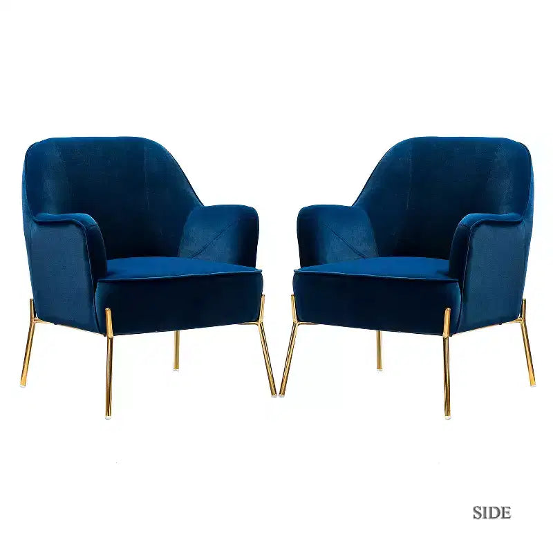 Odo comfortabele accentfauteuil van fluweel voor de woonkamer, met gestoffeerde, gevoerde zitting, set van 2 | Karat Home