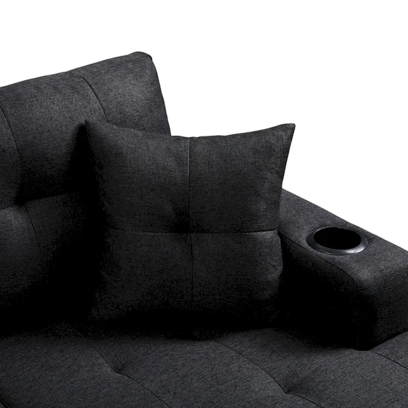 Wohnzimmer-Ecksofa mit L-förmiger Chaiselongue und Becherhalter