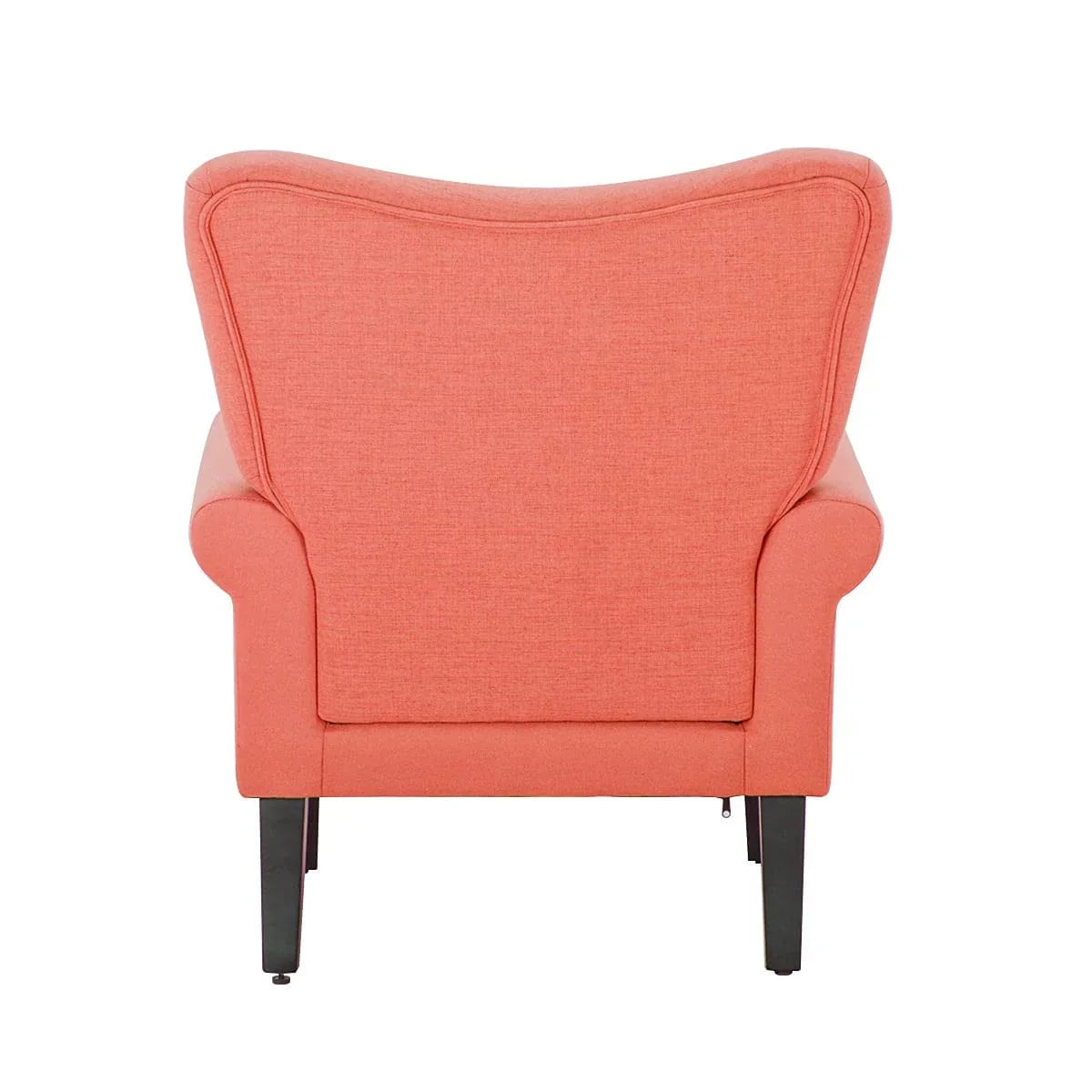 Erommy moderne fauteuil, fauteuil met hoge rugleuning, gestoffeerde eenzitsbank met knopen en houten poten voor de woonkamer