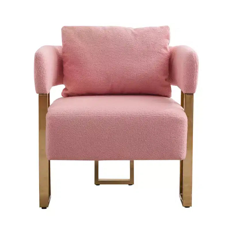 Set van 2 moderne gestoffeerde fauteuils met gouden metalen poten voor woonkamer, slaapkamer of kantoor