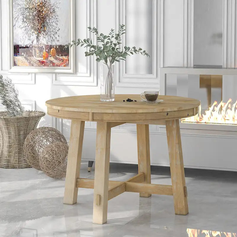 Tavolo da pranzo rotondo allungabile stile rustico TREXM, in legno, con prolunga da 16