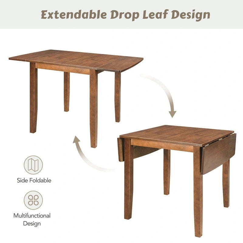 Ensemble de table de petit-déjeuner en bois à abattants, 3 pièces, avec 2 chaises à dossier en X, pour petits espaces