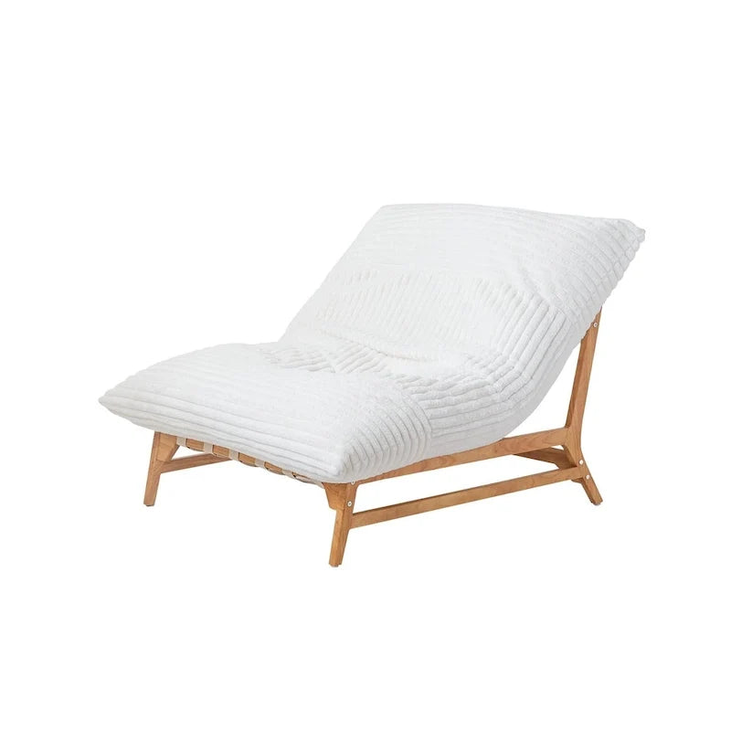Fauteuil poire d’appoint grand format en peluche, avec structure en bois massif, confortable et garni de duvet