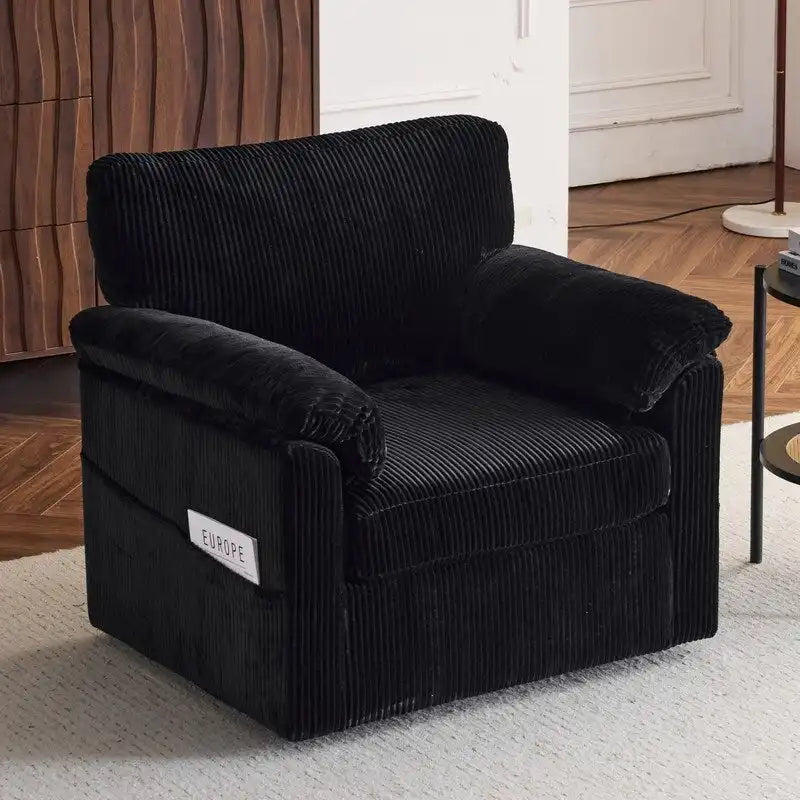 Fauteuil pivotant une place en velours côtelé de 33 pouces
