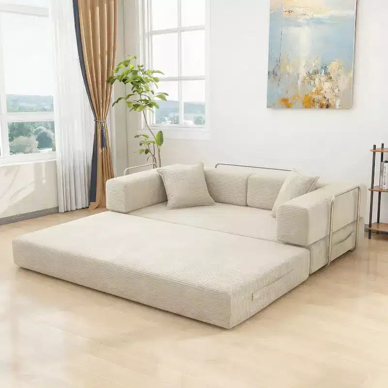 Dyonery 78 Klappsofabett, umwandelbares Cordsofa, Kingsize-Bodenschlafsofa, 4-in-1-DIY-Kombination, modulares Schlafsofa zum Ausklappen, bequemes Sofa.