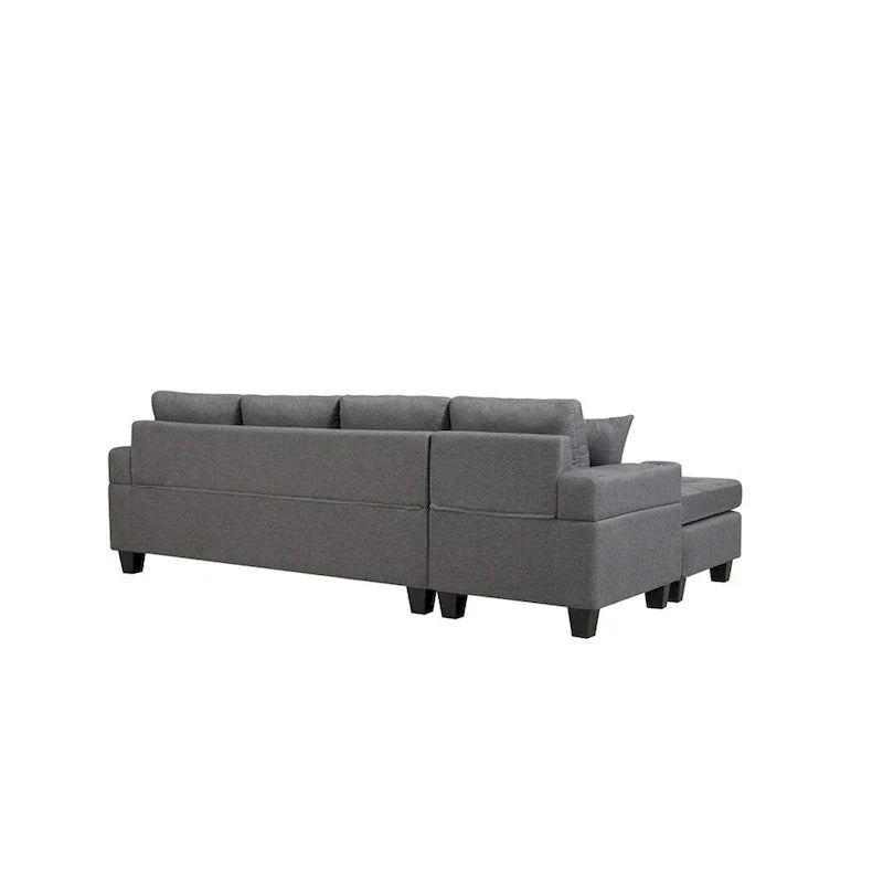 Wohnzimmer-Ecksofa mit L-förmiger Chaiselongue und Becherhalter