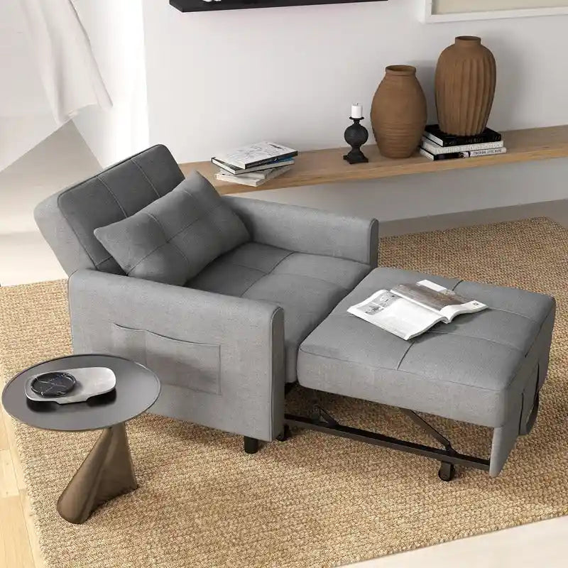 3-in-1-Ausziehbarer Schlafsessel mit Schlaffunktion, umwandelbares, verstellbares und faltbares Polstersofa