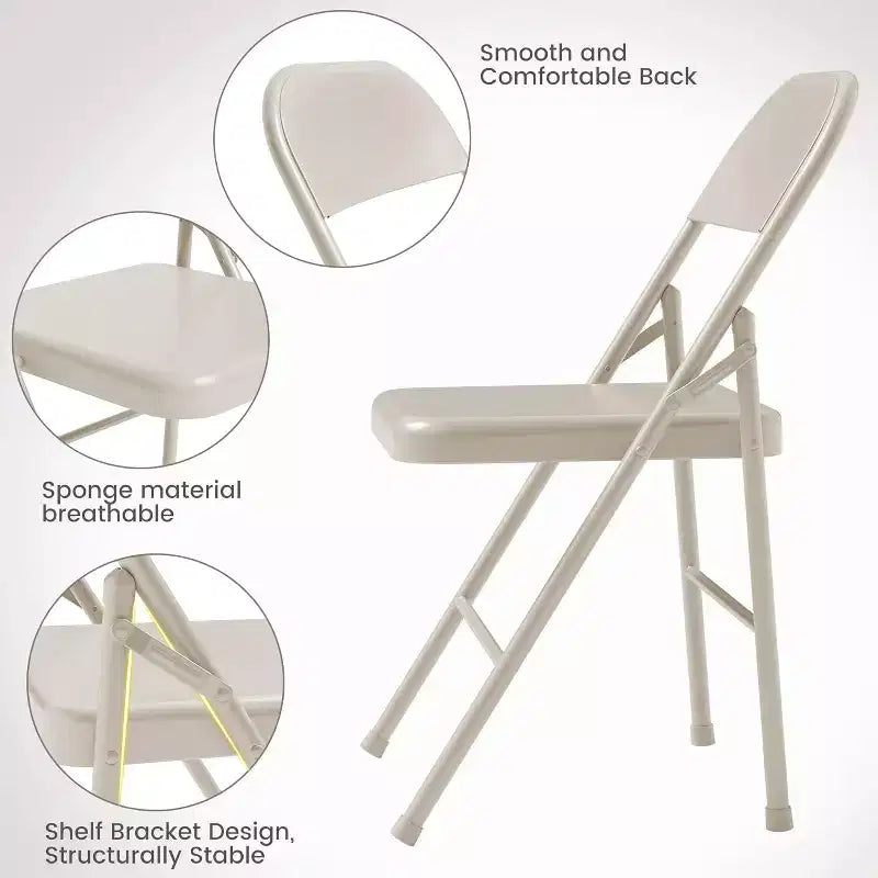 Ensemble de 8 chaises pliantes tout acier avec dossiers, chaises de salle à manger pliables en métal robuste, capacité de 350 lbs, pour l’intérieur et l’extérieur